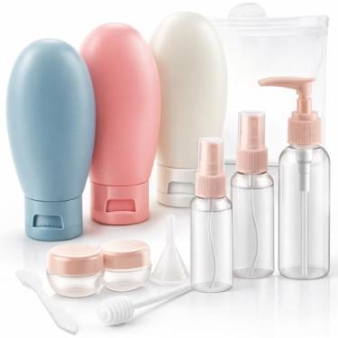 Imagem de Kit de Viagem 11 Peças Frascos Silicone Recarregaveis Para Shampoo Condicionador Sabonete Creme Alcool em Gel Maquiagem e Cosmeticos em Geral – Premium