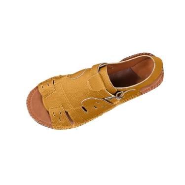 Imagem de Sandália feminina primavera verão casual moda cor sólida versátil bico aberto para atividades ao ar livre na praia, Amarelo, 36