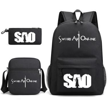 Imagem de Conjunto de mochilas Swords Onlines School, 3 unidades com bolsa de ombro