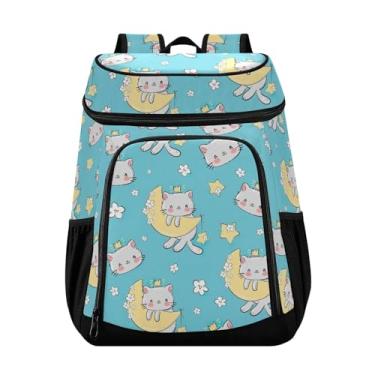 Imagem de Mochila térmica desenhada à mão com isolamento de lua e gato, 36 latas, para homens trabalharem, piqueniques, acampamento, caminhada