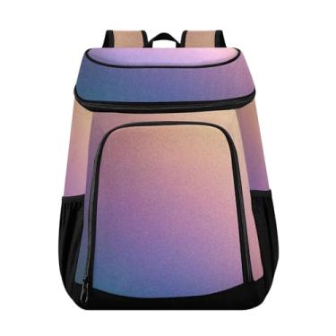 Imagem de Mochila feminina azul rosa lilás amarelo gradiente 36 latas com isolamento térmico para almoço, piquenique, viagem, acampamento, caminhada