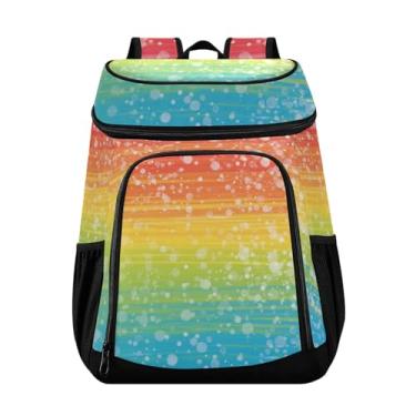 Imagem de Mochila térmica 36 latas arco-íris glitter grande capacidade acampamento cooler mochila masculina almoço