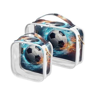 Imagem de GAIGEO Conjunto de bolsas de higiene pessoal verde escuro verde escuro, bolsa de maquiagem aprovada pela Tsa, acessórios de viagem, pacote com 2, Bola de futebol flutuante e coberta de água-1, one