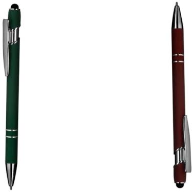 Imagem de Caneta esferográfica em metal com ponta touch escrita em azul Design moderno para anotações (Verde e Vermelho 2)