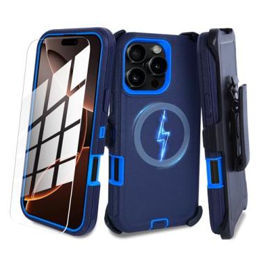 Imagem de Kaliylue Capa Magnética Com Clipe De Cinto Para Iphone 16 Pro Max, Compatível Magsafe, Resistente A Choques, Proteção Militar Contra Quedas, Protetora Corpo Inteiro Celular, Coldre Suporte, 6,9'', A