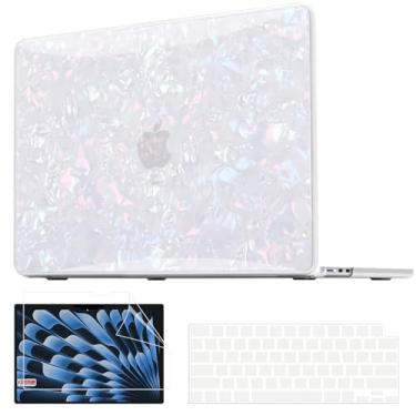 Imagem de AKIT Capa compatível com MacBook Air de 13 polegadas 2025 2024 2023 M4 M3 M2 Glitter Perolado Lustre Capa rígida resistente para modelo A3240 A3113 A2681 Mac Air 13.6 Inclui teclado e capa de tela