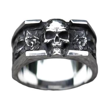 Imagem de Anel Vintage De Caveira Masculino Em Aço Inoxidável 316L Joia De Moda 