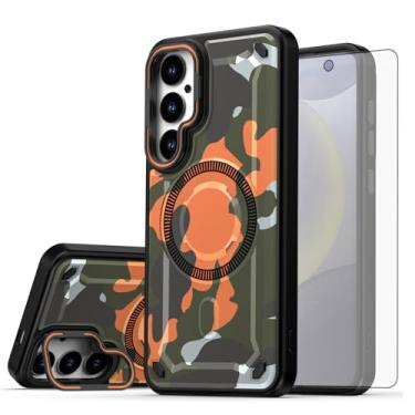 Imagem de Capa de celular para Samsung Galaxy S24 Plus/S25 Plus S24+ S25+ 5G Capa magnética com protetor de tela e suporte rígido de carregamento sem fio pintado S24Plus 24S + S 24 24+ S25Plus 25S 25+ SM-S936U