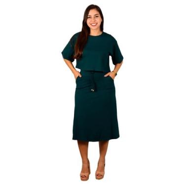 Imagem de Conjunto Feminino Viscolycra Moda Evangélica Saia Midi e Blusa Manga C