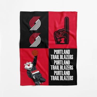 Imagem de Cobertor NBA Portland Trail Blazers oficialmente licenciado para bebê, 101 x 127 cm, poliéster leve e macio, design dominó
