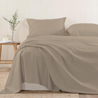 Imagem de Pizuna Lençol de Cima Algodão Casal Simplemente gris pardo, 400 fios de algodão 100% sateen de fibra longa Lencol de Cima Casal 220x265 cm - 1 peça