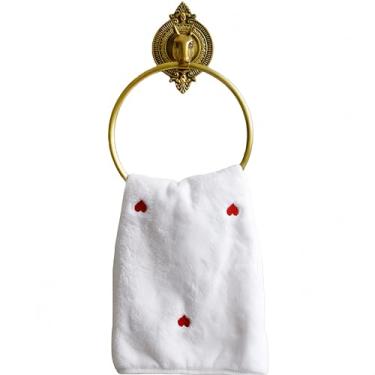 Imagem de TerkCo Anel de toalha vintage de latão dourado com design de cabeça de cavalo, suporte de toalha de mão decorativo retrô montado na parede para banheiro, penteadeira, anel de luxo (ouro)