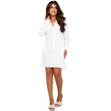 Imagem de Vestido Chemise Feminino Camisao Viscolinho Manga Chamise Casual - GIS
