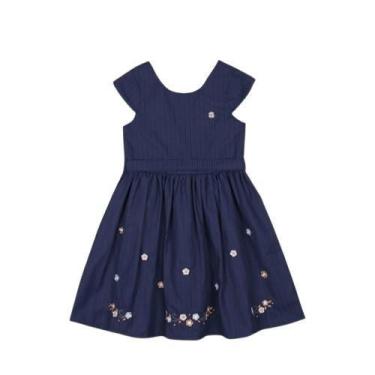 Imagem de Vestido Luxo Menina Infantil Tricoline Bordado Paraiso 15627, Azul mar