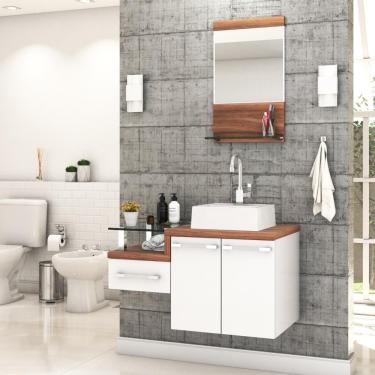 Imagem de Conjunto Balcão C-cuba Q32 E Espelheira Legno 831 Branco Chess C-carvalho Dark Branco Chess C-nogal