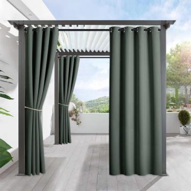 Imagem de Cortinas para Exterior RYB HOME Impermeables Opacas Verde Oscuro 52x21