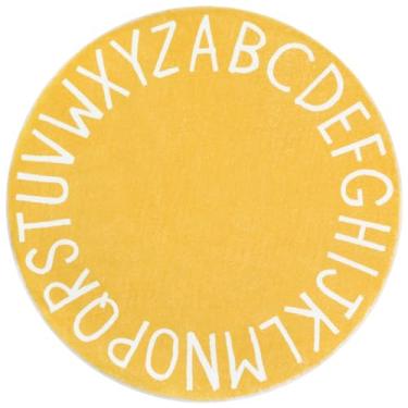 Imagem de Topotdor Tapete redondo para crianças, alfabeto, berçário, tapete extra grande, macio, para quarto de crianças pequenas (180 cm, amarelo)