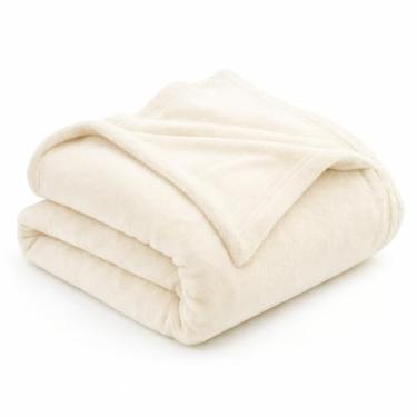 Imagem de Cobertor Casal Manta Microfibra Fleece 1,20 x 2,20m – Macio, Leve, Quentinho e 100% Poliéster para Cama e Sofá (Palha)