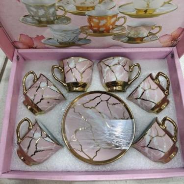Imagem de Xícara de café kit com 12 peças de Cerâmica em porcelana1(Rosa xu338)