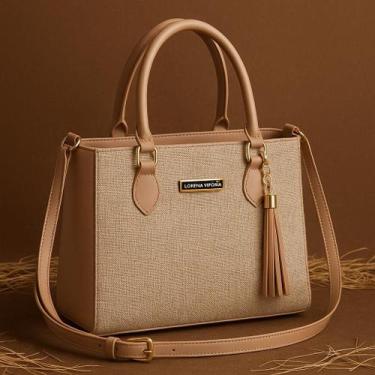 Imagem de Bolsa feminina lorena palha com alça de regulagem bolsa lançamento com