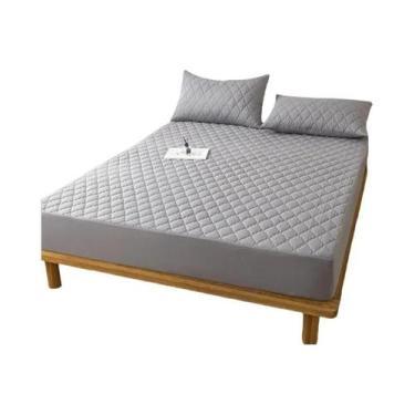 Imagem de Protetor De Colchão Impermeável Cinza E Branco, Tamanho Único E Duplo,