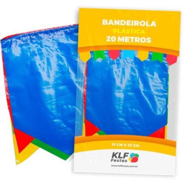 Imagem de Bandeirola Plástica Decorativa 20M Tamanho 17X23CM Pacote - TK Shoppin