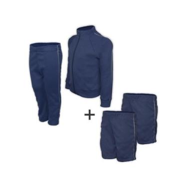 Imagem de Kit Uniforme Escolar Helanca Elanca Completo Azul Marinho, 01