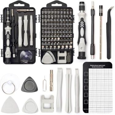 Imagem de Conjunto de chaves de fenda de precisão 115 em 1, kit de ferramentas de reparo eletrônico, broca micromagnética com eixo flexível para telefone, Mac, computador, relógio, console, campainha