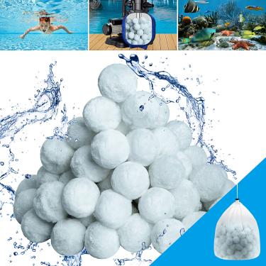 Imagem de Moritakk Bola de Filtro de Piscina de 1,54 Libras para Bomba de Filtro de Areia para Piscina Acima do Solo, Bolas de Filtro Ecológicas Reutilizáveis Substituem Areia de Filtro de Piscina(É Igual A 50