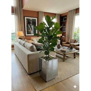 Imagem de Vaso Grande Espelhado Prata Decoração Chão Luxo