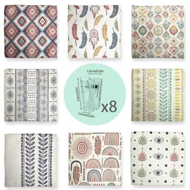 Imagem de YIKUSO Pacote com 8 toalhas de cozinha de microfibra ultrafinas, quadradas de 17 cm com 8 clipes e vários padrões – Panos de limpeza macios, absorventes e reutilizáveis (estilo boêmio)