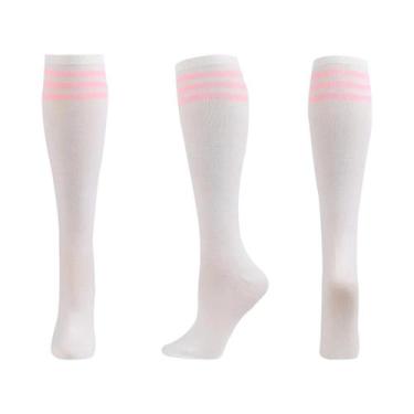 Imagem de Meias De Compressão Unissex Até O Joelho Antiderrapantes Listradas Par