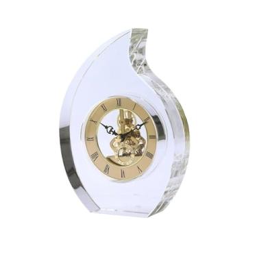 Imagem de KEG801302 Decoração de casa relógios de mesa de vidro cristal mecânicos para sala de estar decorações de escritório criativo para casa relógio de mesa bancada