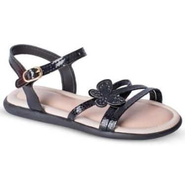 Imagem de Sandália Infantil Menina Kidy Cristal Preto Confortável Fashion Antiderrapante Acessório Cabelo-Feminino