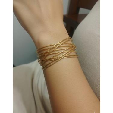 Imagem de Bracelete Dourado Aros Cruzados Bijuteria - Deusa Modas, Dourado