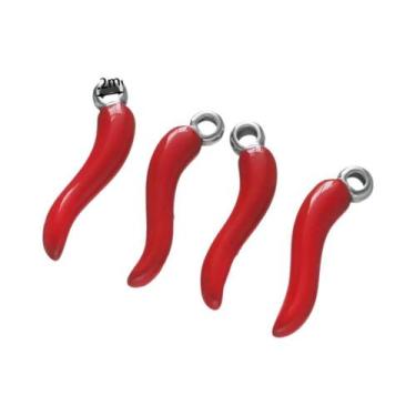 Imagem de Pingentes De Pimenta Vermelha 5pcs Em Aço Inoxidável Para DIY, Acessór