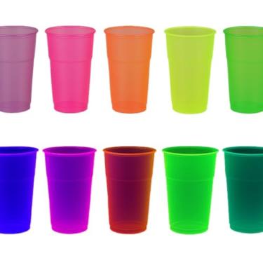 Imagem de 100 Copos Neon 300ml – Brilha na Luz Negra | Festas e Eventos- Brilha na Luz Negra para Festas, Baladas, Eventos Temáticos e Decoração(50 Laranja+ 50 Verde)