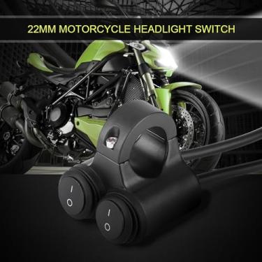 Imagem de Cosiki Interruptor Universal do Guiador da Motocicleta Botão de Controle Duplo Durável para Farol Luzes de Nevoeiro Chifre, Interruptor Liga/desliga à Prova D'água para Pilotos de Modificação de