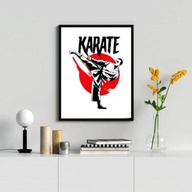 Imagem de Quadro Decorativo Karatê 24x18cm Moldura Madeira Preta