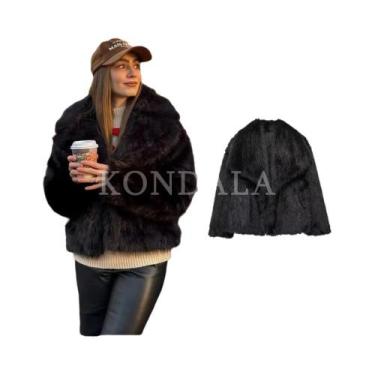 Imagem de Casaco Feminino Vintage De Pele Sintética Quente Para Outono Inverno, 