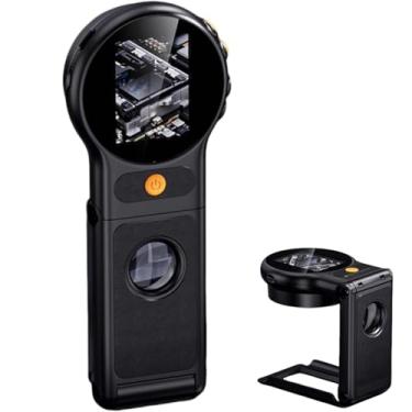 Imagem de Jiawu Microscópio Digital para Adultos, Lupa Digital Dobrável, Câmera Macro USB Com 8 Luzes LED, Ampliação de 500X, Tela de 2,0 Polegadas, 1080P AF e 2MP