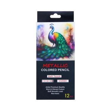 Imagem de Conjunto De Lápis Metálicos Coloridos 12/24 Cores Para Desenho, Esboço