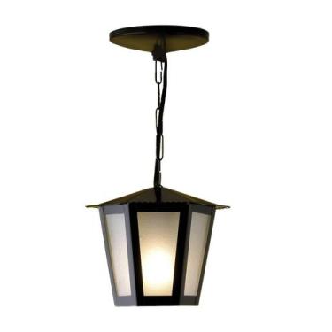 Imagem de Pendente Colonial Sextavada L1C em Aço - Ideal Iluminação, Preto