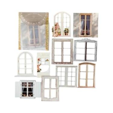 Imagem de Adesivos Vintage De Portas E Janelas Vazadas Com Corte a Laser, 10 Peç