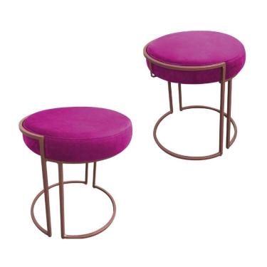 Imagem de Kit 02 Puffs Love Suede Base Cobre DRossi Pink