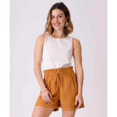 Imagem de Short Feminino Sarja Clochard Marisa Marrom-27002, 46, Marrom