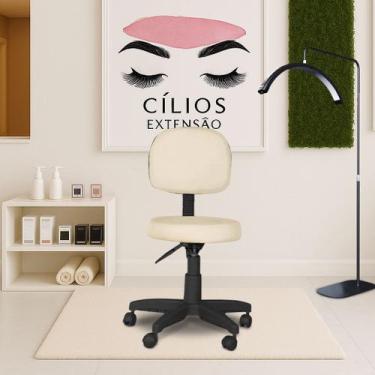 Imagem de Cadeira Mocho Para Salão Estética Cílios Sobrancelha Bege - NEW HAUS