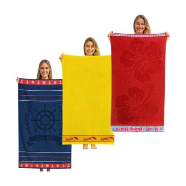 Imagem de Kit 3 Toalhas Praia Banho Gigante Algodão Beach 78x150cm - Appel, Aloh