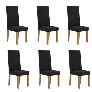 Imagem de Kit 6 Cadeiras Nice Com Espaldar – Tecido Veludo Suede Pés em MDF com Sapatilhas Plásti...