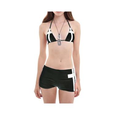 Imagem de Conjunto De Biquíni Gótico Punk Sem Costas E Sem Mangas Com Estampa De